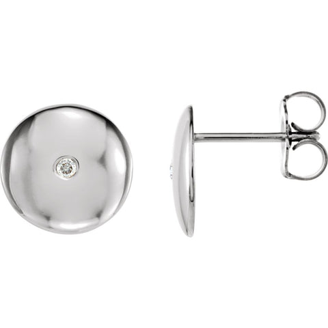 14k White Gold .03 CTW Diamond Domed Earrings