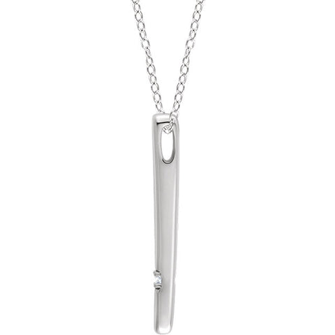 14k White Gold .015 CT Diamond Bar 16-18" Necklace