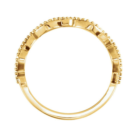 14k Yellow Gold 1/6 CTW Diamond Leaf Ring, Size 7