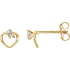 Pair of Children's Heart with CZ Earrings in 14k Yellow Gold