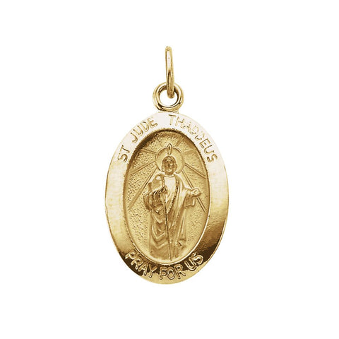 14k White Gold 15x11mm Oval St. Jude Thaddeus Medal