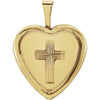 16.00x15.75 mm Heart Locket with Cross in 14K Yellow Gold