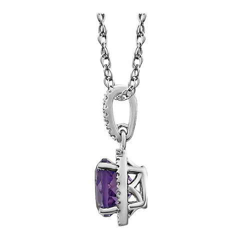 Sterling Silver Amethyst & .01 CTW Diamond 18" Necklace