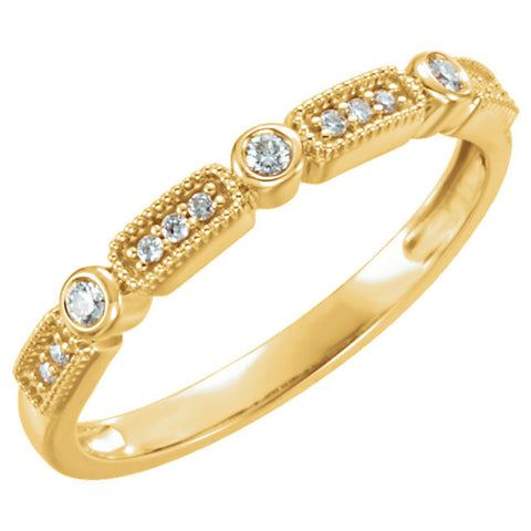 14k Yellow Gold 1/10 CTW Diamond Stackable Ring, Size 7