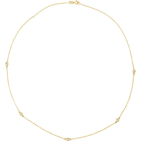14k Yellow Gold 1/4 CTW Diamond Bezel 18" Necklace