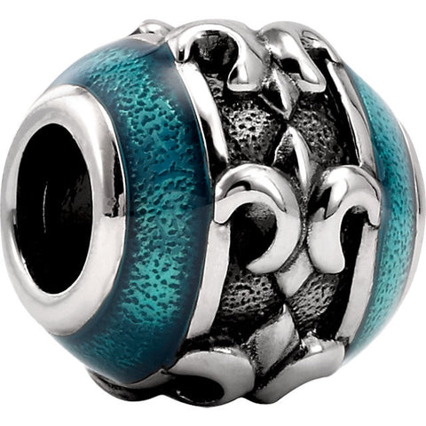 Sterling Silver 10.75x10.45mm Decor Fleur de Lis Bead
