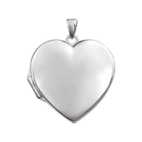 14k White Gold Heart Locket
