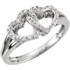 0.05 CTTW Diamond Double Heart Design Ring in Sterling Silver (Size 6 )