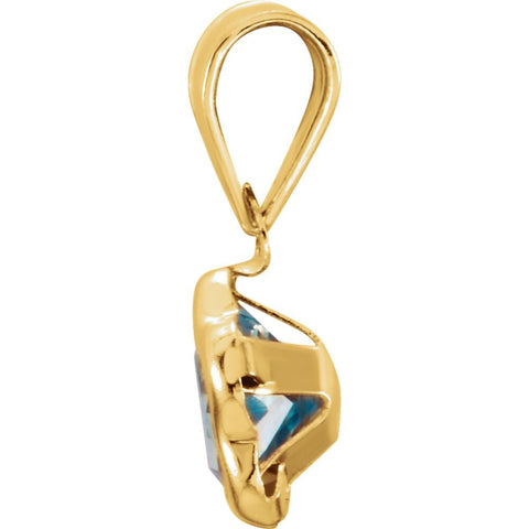 14k Yellow Gold December CZ Birthstone Pendant