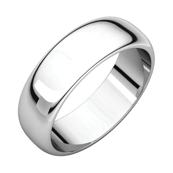 Sterling Silver 6mm Half Round Band, Size 6