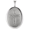 Oval Cross Locket in Sterling Silver