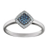 14k White Gold 1/6 CTW Blue & White Diamond Cluster Ring, Size 7