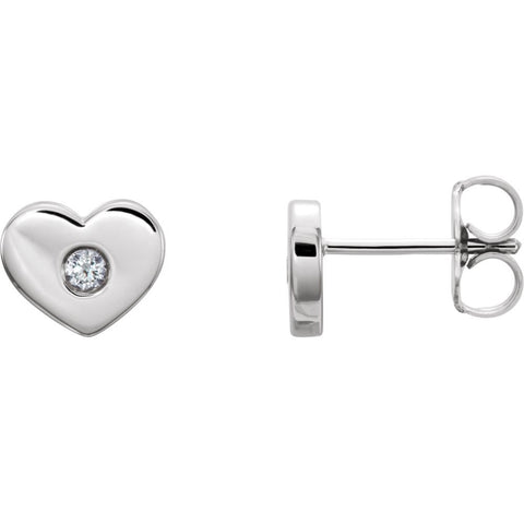 14k White Gold .06 CTW Diamond Heart Earrings