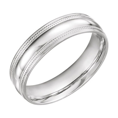 14k White Gold 6mm Coin Edge Design Band Size 10