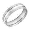 14k White Gold 6mm Coin Edge Design Comfort-Fit Wedding Band for Men, Size 10
