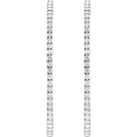 14k White Gold 5 CTW Diamond Inside/Outside Hoop Earrings