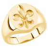 Men's Signet Ring With Fleur-De-Lis in 14K Yellow Gold (Size 10)