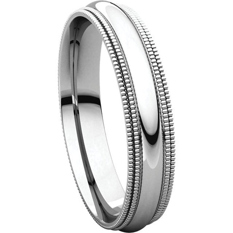 Sterling Silver 4mm Double Milgrain Comfort Fit Band, Size 11