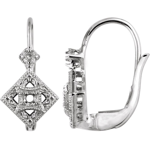 14k White Gold Filigree Earring Mountings