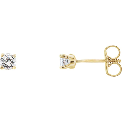 14k Yellow Gold Imitation Diamond Youth Earrings