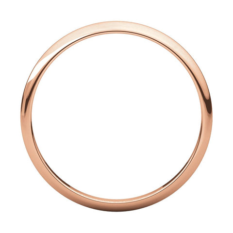 14k Rose Gold 2mm Half Round Light Band, Size 5.5