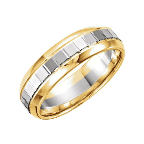 14K Yellow & White 6mm Design Band Size 7.5