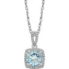 14k White Gold Aquamarine & 1/8 ctw. Diamond 18-inch Necklace
