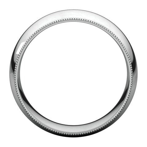 14k White Gold 8mm Milgrain Comfort Fit Band, Size 9