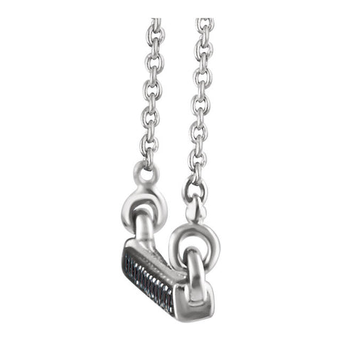 14k White Gold 1/6 CTW Black Diamond Bar 18" Necklace