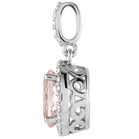 14k White Gold Morganite & 1/6 CTW Diamond Pendant