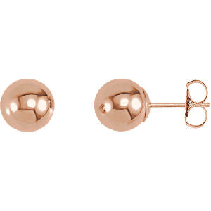 14k Rose Gold 7mm Ball Earrings
