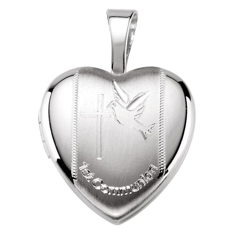 Sterling Silver First Communion Heart Locket