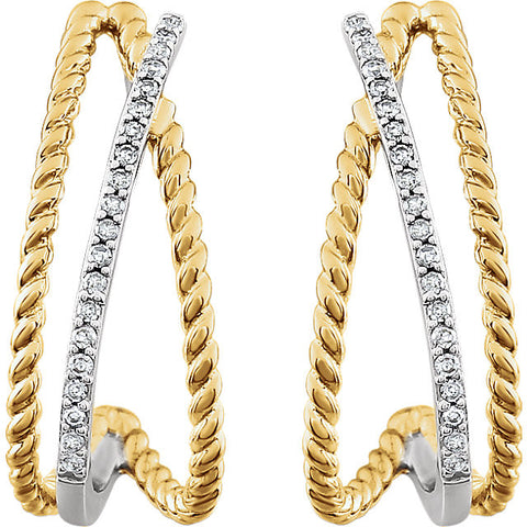 14k White Gold & 14K Yellow Gold Plated 1/10 CTW Diamond Earrings