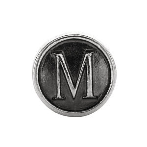 Sterling Silver 10.6mm Letter "M" Alpha Cylinder Bead