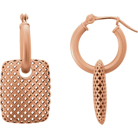 14k Rose Gold Pierced Style Hoop Earrings
