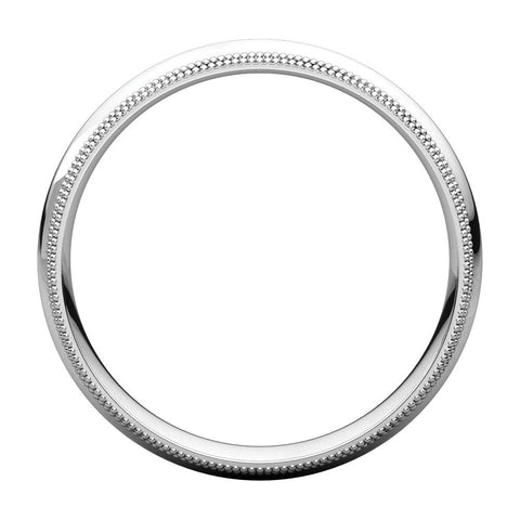 14k White Gold 4mm Double Milgrain Comfort Fit Band, Size 13
