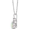14k White Gold Created Opal & .02 CTW Diamond Necklace