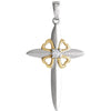 0.05 CTW Diamond Cross Pendant in Sterling Silver & 14K Yellow Gold