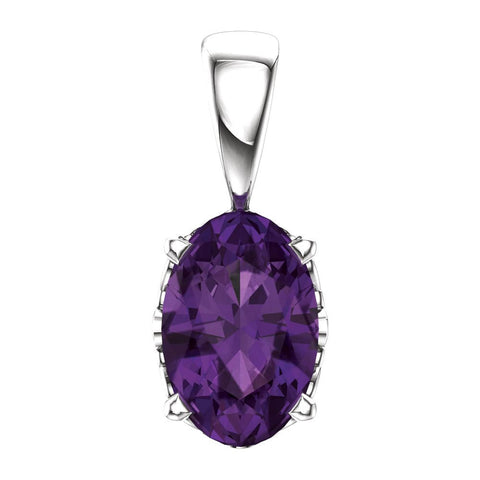 14k White Gold Amethyst Pendant