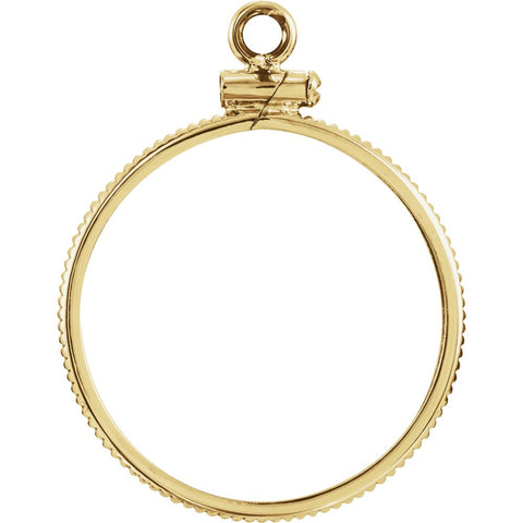 14k Yellow Gold 22.5x1.4mm Screw-Top Coin Frame Mounting