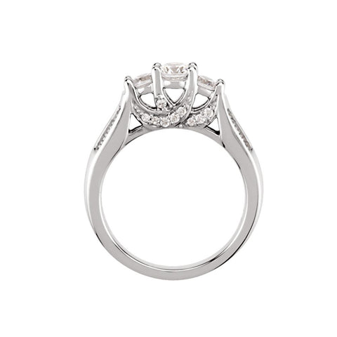 14k White Gold 3/4 CTW Diamond 3 Stone Accented Engagement Ring , Size 7