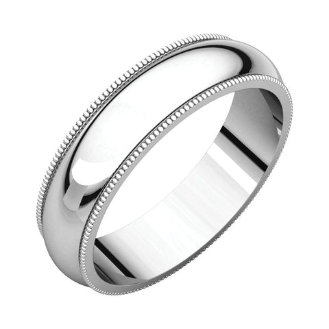 Sterling Silver 5mm Milgrain Comfort Fit Band, Size 7