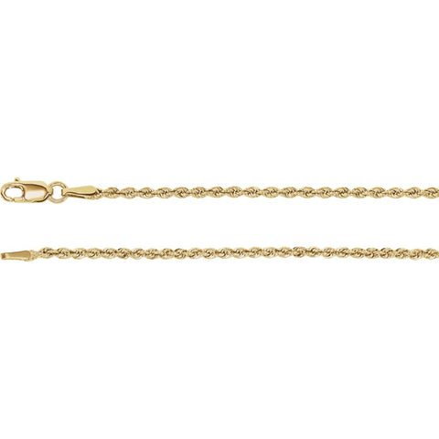 14k Yellow Gold 1.85mm Rope Chain 24" Chain