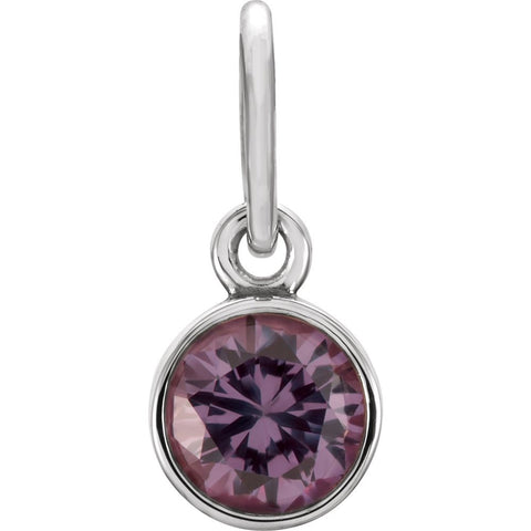14k White Gold Imitation Alexandrite Birthstone Charm