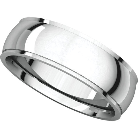 14k White Gold 6mm Comfort Fit Edge Band , Size 8