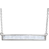 14k White Gold 1/2 ctw. Diamond Baguette Horizontal Bar 16-18-inch Necklace