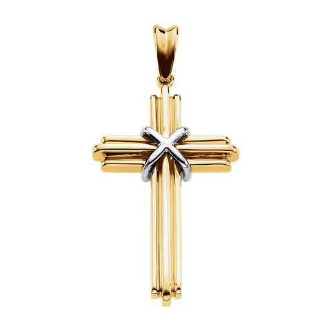 14K Yellow & White 36.75x24.5mm Cross Pendant