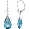 Pair of 12X8 mm Genuine Swiss Blue Topaz Earrings in 14K White Gold