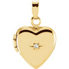 11.25x10.00 mm Heart Shaped Locket with Diamond in 14K Yellow Gold