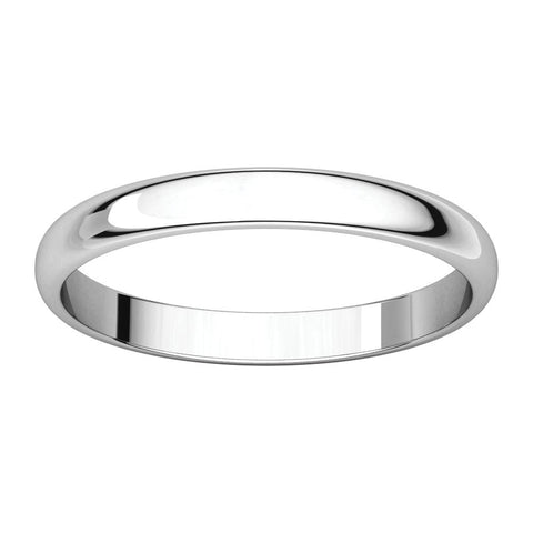 14k White Gold 2.5mm Half Round Light Band, Size 6